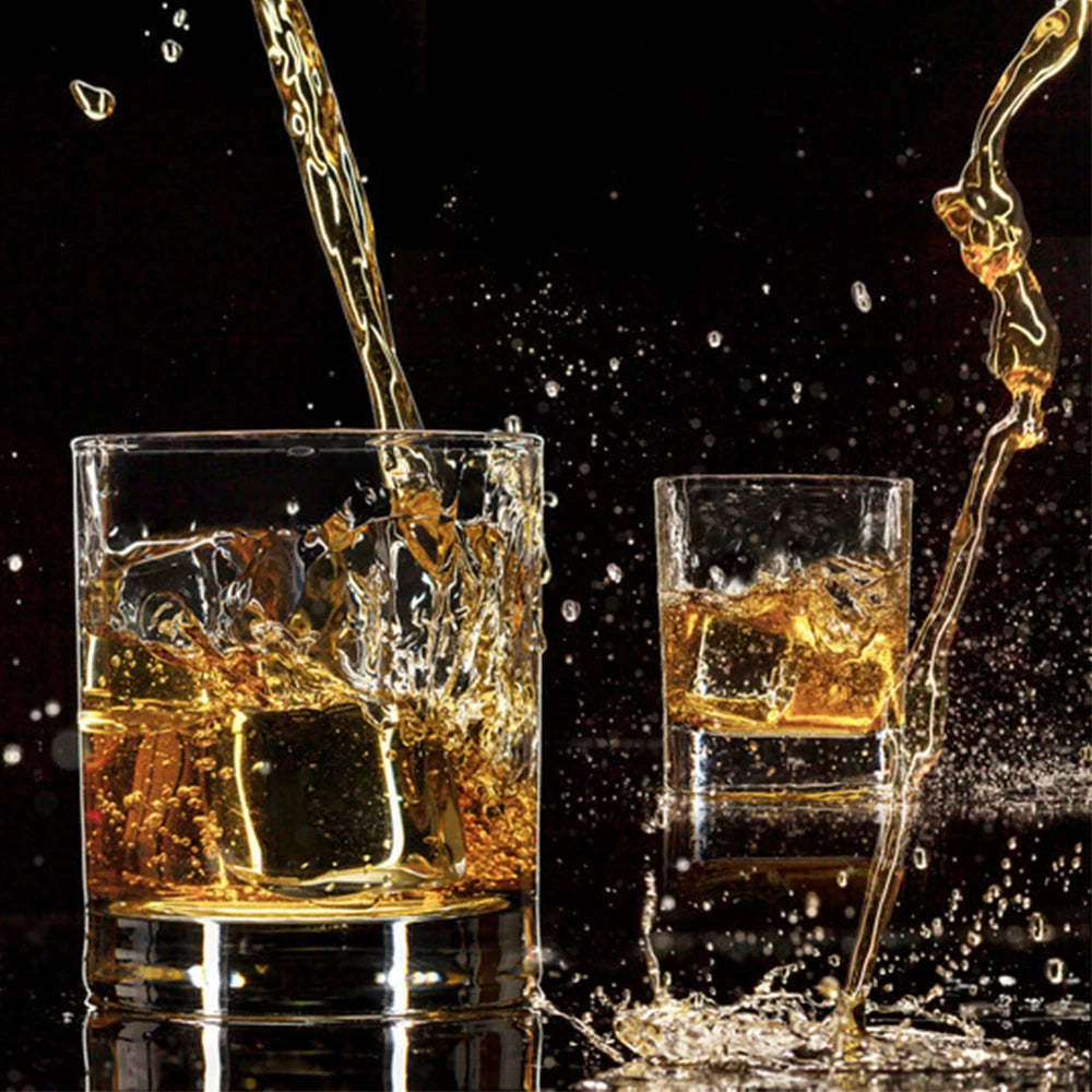 Whiskey Stones Gift Set - 9 Granite Chilling Stones Whisky Rocks - Reusable Ice Cubes With Tongs Stopper - Best Drinking Gift