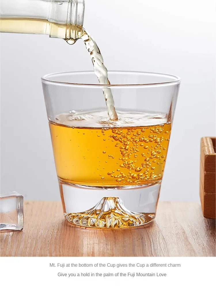 1PC Transparent Snow Mountain Cup Japanese Mount Fuji Whisky Glass Cup Breakfast Milk Drink Beer Wine Fruit Juice Cups Gift