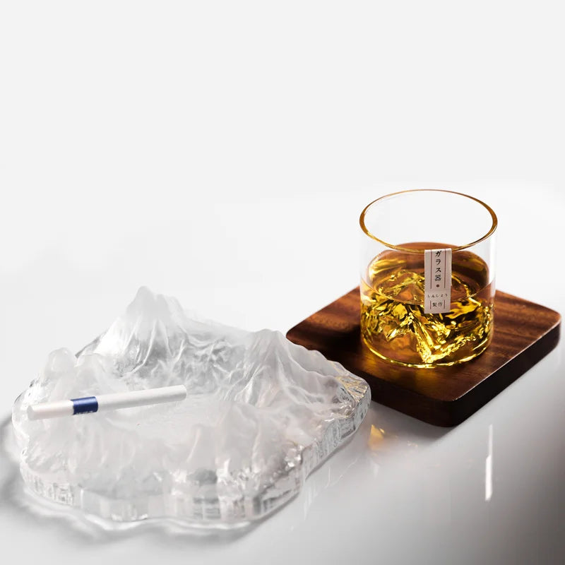 Japan 3D Mountain Whiskey Glass Glacier Old Fashioned Whisky Rock Glasses Whiskey-glass Wooden Gift Box Vodka Cup Wine Tumbler