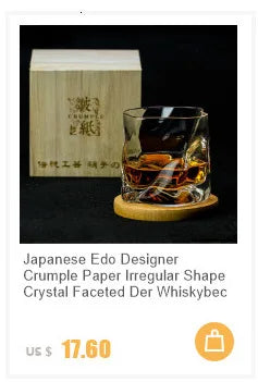 Slow Roll Spherical Whisky Rock Glass Match Wooden Pallet Roly-poly Design Taste Creative Brandy Snifters Whisky Tumbler Holder