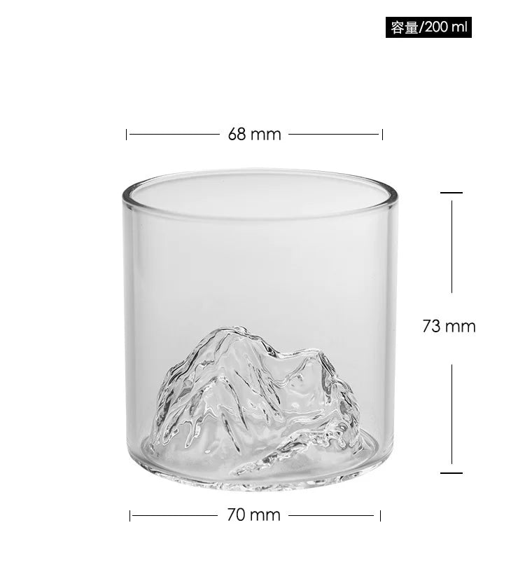 Japan 3D Mountain Whiskey Glass Glacier Old Fashioned Whisky Rock Glasses Whiskey-glass Wooden Gift Box Vodka Cup Wine Tumbler