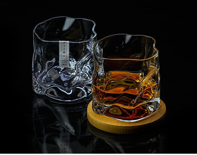 Japanese Edo Designer Crumple Paper Irregular Shape Crystal Faceted Der Whiskybecher Whiskey Whisky Rock Glass Artwork Wine Cup
