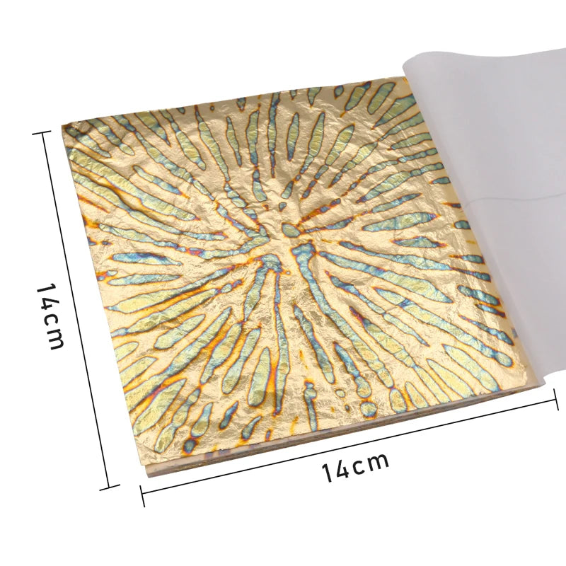 14x14cm Imitation Gold Leaf Sheet Variegated Gold Foil 50pcs/booklet