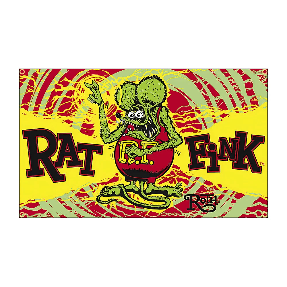 FLAGDOM 90x150CM 3X5FT Rat fink choppers Flag Flying Banner for Decor Indoor Outdoor