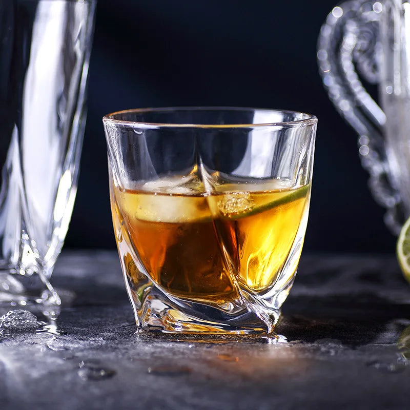 Set Water Cup Creative Geometry Glass Whiskey Foreign Wine Cups Twisted Grain Coffee Mug Cocktail Cups Glass Drinkware