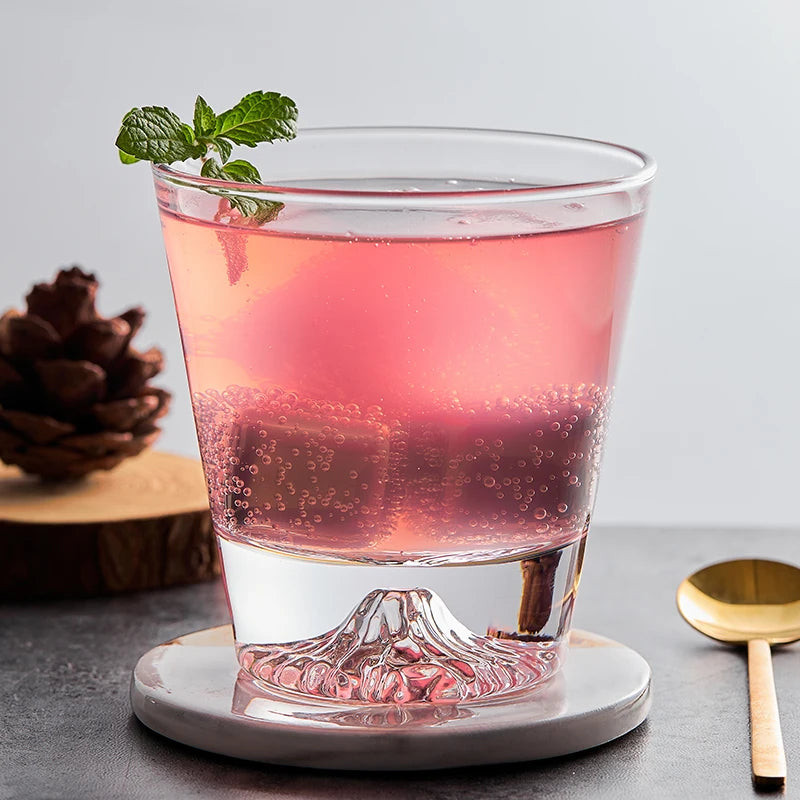 1PC Transparent Snow Mountain Cup Japanese Mount Fuji Whisky Glass Cup Breakfast Milk Drink Beer Wine Fruit Juice Cups Gift