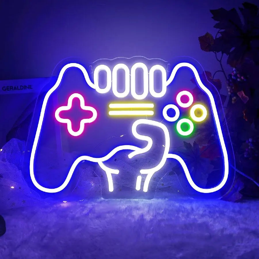 Gamepad Shaped LED Neon Sign for Gamer Room Decor, Gaming Neon Sign for Boys Room Wall Decor,  USB Powered Gamer Gifts for Teens
