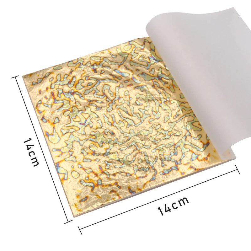 14x14cm Imitation Gold Leaf Sheet Variegated Gold Foil 50pcs/booklet