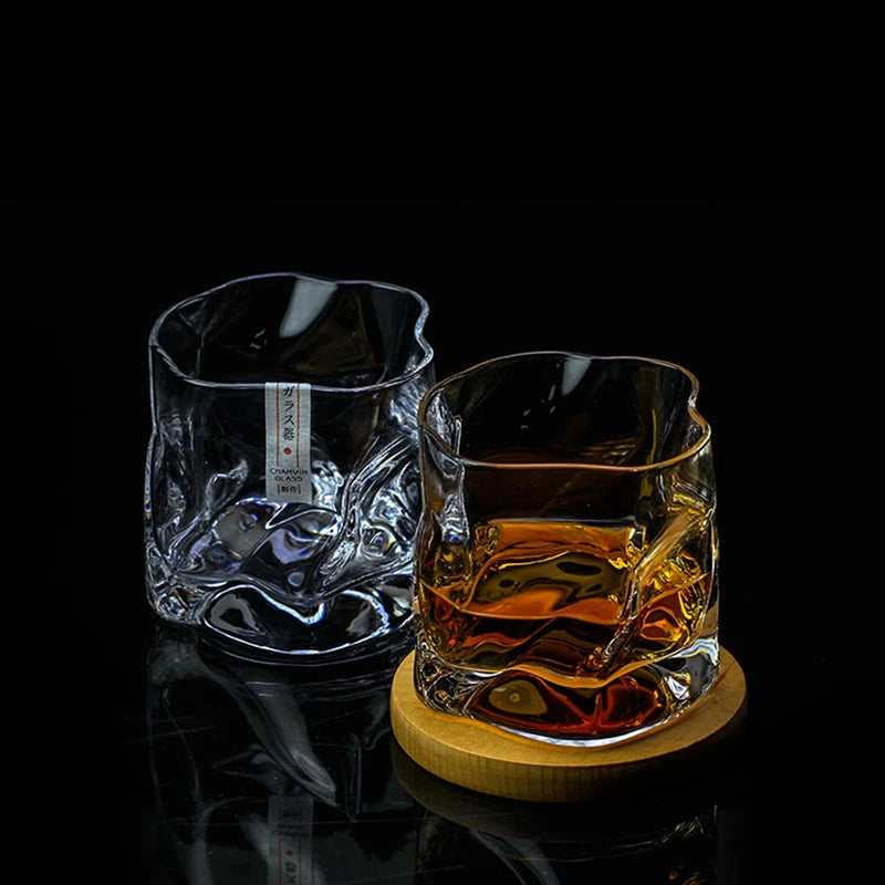 Japanese Edo Designer Crumple Paper Irregular Shape Crystal Faceted Der Whiskybecher Whiskey Whisky Rock Glass Artwork Wine Cup