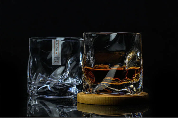 Japanese Edo Designer Crumple Paper Irregular Shape Crystal Faceted Der Whiskybecher Whiskey Whisky Rock Glass Artwork Wine Cup