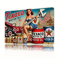 , Texaco Metal Tin Sign, Retro Motor Oil Advertisement Wall Art, Multipurpose Home Decor for Gaming Room, Bar,