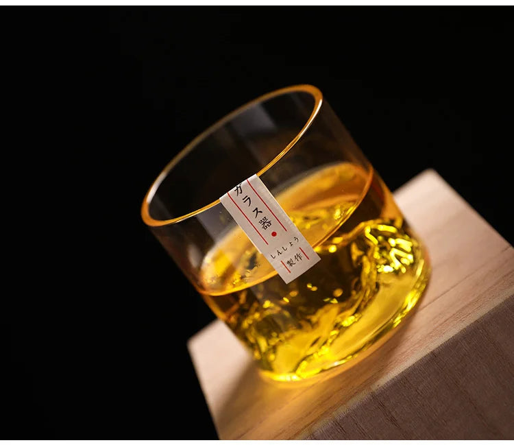 Japan 3D Mountain Whiskey Glass Glacier Old Fashioned Whisky Rock Glasses Whiskey-glass Wooden Gift Box Vodka Cup Wine Tumbler