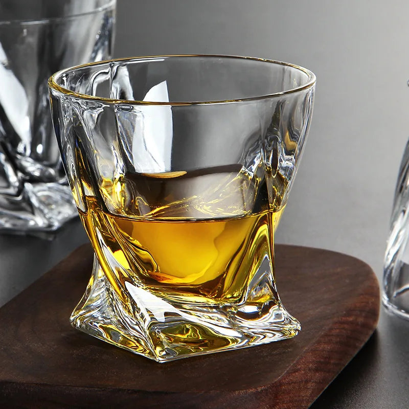 Set Water Cup Creative Geometry Glass Whiskey Foreign Wine Cups Twisted Grain Coffee Mug Cocktail Cups Glass Drinkware