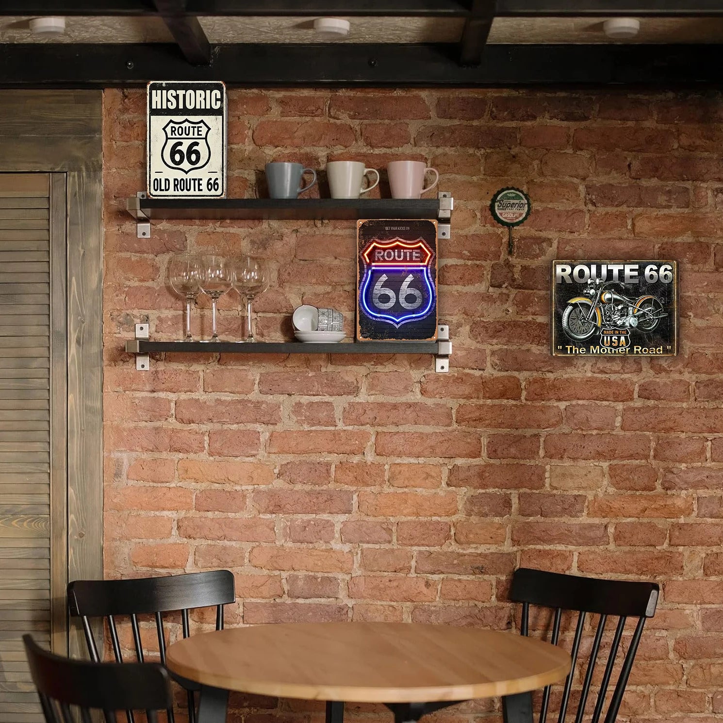 Vintage American Garage Tin Sign  Motorcycle Wall Decor - 8x12 inch Iron Art for Man Cave, Home Bar, and Route 66 Enthusiasts  ﻿