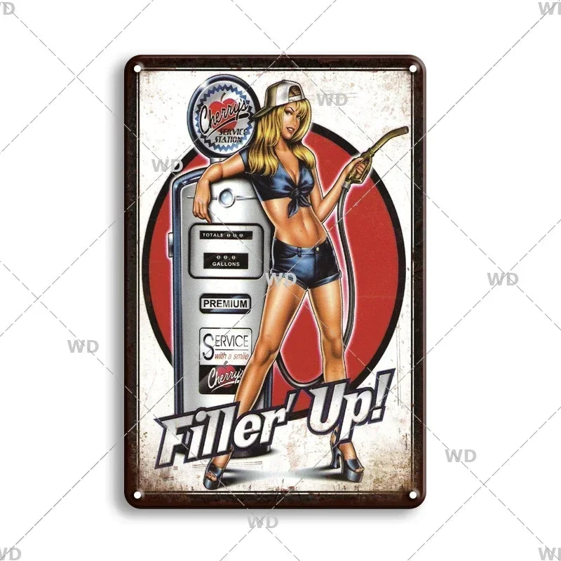 Tin Sign Vintage Garage Gas Station Decor Wall Plate Poster Motor Oil Gas Castrol Metal Signs Crafts Decoration Tinplate Plaques