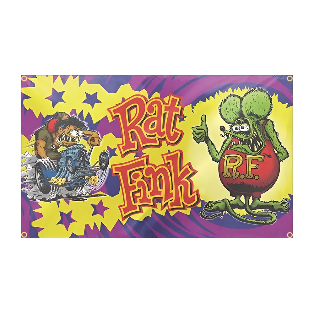 FLAGDOM 90x150CM 3X5FT Rat fink choppers Flag Flying Banner for Decor Indoor Outdoor