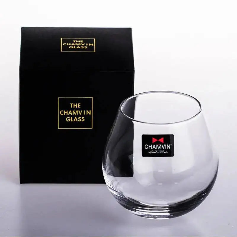 Slow Roll Spherical Whisky Rock Glass Match Wooden Pallet Roly-poly Design Taste Creative Brandy Snifters Whisky Tumbler Holder