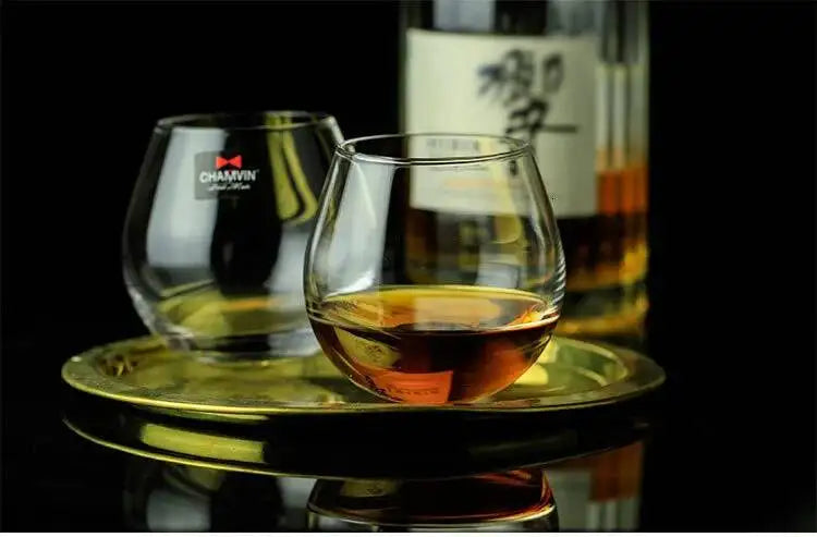 Slow Roll Spherical Whisky Rock Glass Match Wooden Pallet Roly-poly Design Taste Creative Brandy Snifters Whisky Tumbler Holder