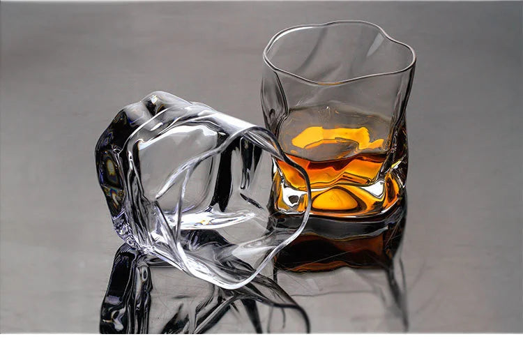 Japanese Edo Designer Crumple Paper Irregular Shape Crystal Faceted Der Whiskybecher Whiskey Whisky Rock Glass Artwork Wine Cup
