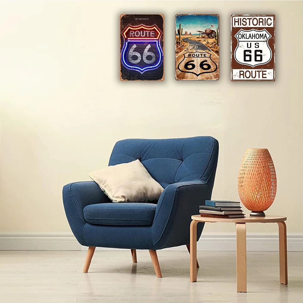 Vintage American Garage Tin Sign  Motorcycle Wall Decor - 8x12 inch Iron Art for Man Cave, Home Bar, and Route 66 Enthusiasts  ﻿