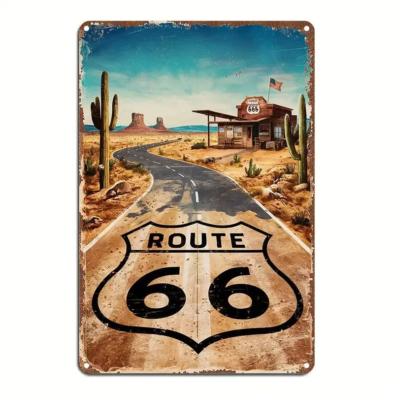 Vintage American Garage Tin Sign  Motorcycle Wall Decor - 8x12 inch Iron Art for Man Cave, Home Bar, and Route 66 Enthusiasts  ﻿