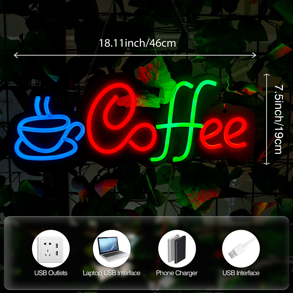1 piece of coffee LED neon light decoration board, used for coffee bars, restaurants, shops, and window wall decoration