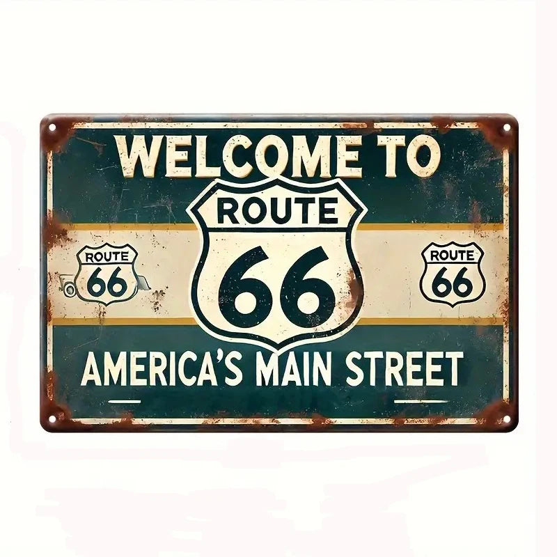 Vintage American Garage Tin Sign  Motorcycle Wall Decor - 8x12 inch Iron Art for Man Cave, Home Bar, and Route 66 Enthusiasts  ﻿