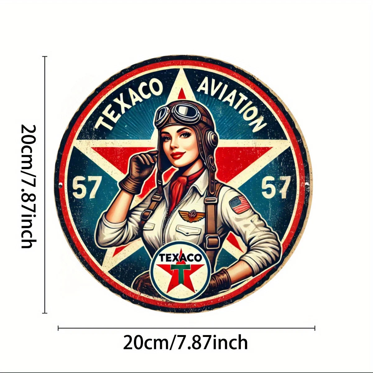 Texaco Aviation 1949 Humor Metal Sign - 20x20cm, Perfect for Outdoor Wall Decor, Garage, Coffee Shop, Bar, Club, Farm or Garden