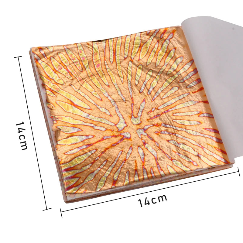 14x14cm Imitation Gold Leaf Sheet Variegated Gold Foil 50pcs/booklet