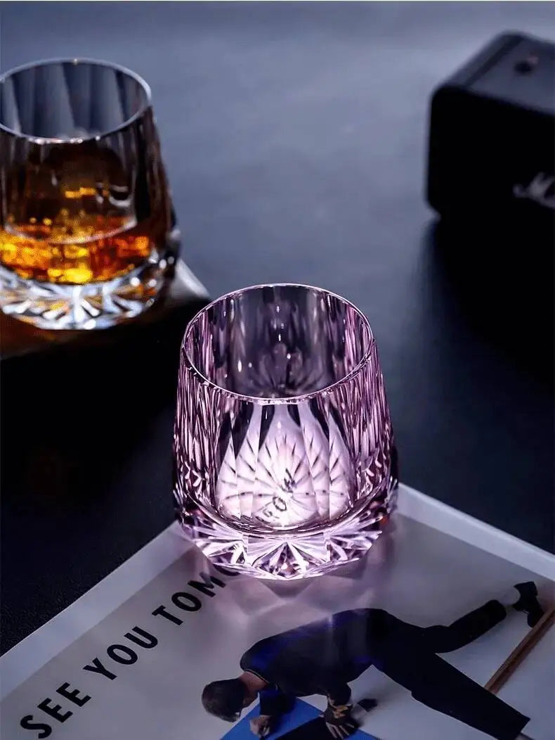 Zeus' Eternal Stone K9 Crystal Cup Upscale Classical Whiskey Glass Diamond Cut Brandy Liquor Wine Snifter Best Gift For Dad Boss