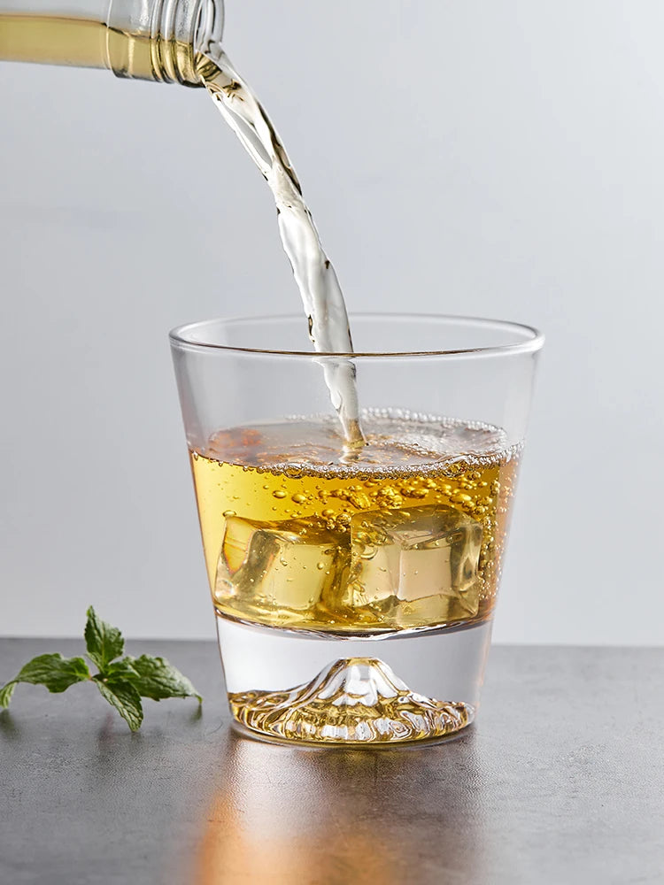 1PC Transparent Snow Mountain Cup Japanese Mount Fuji Whisky Glass Cup Breakfast Milk Drink Beer Wine Fruit Juice Cups Gift