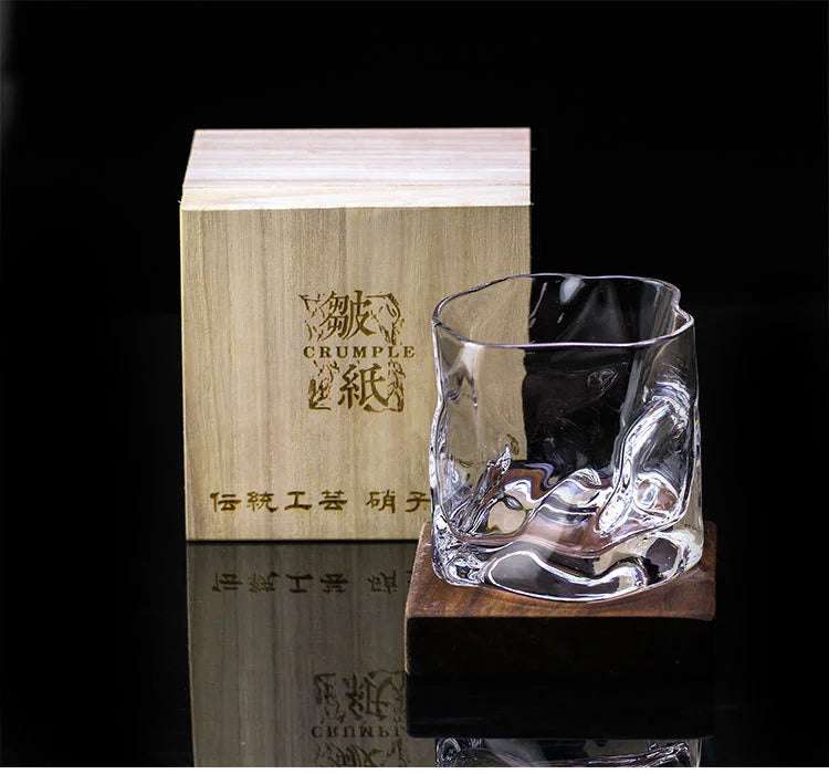 Japanese Edo Designer Crumple Paper Irregular Shape Crystal Faceted Der Whiskybecher Whiskey Whisky Rock Glass Artwork Wine Cup