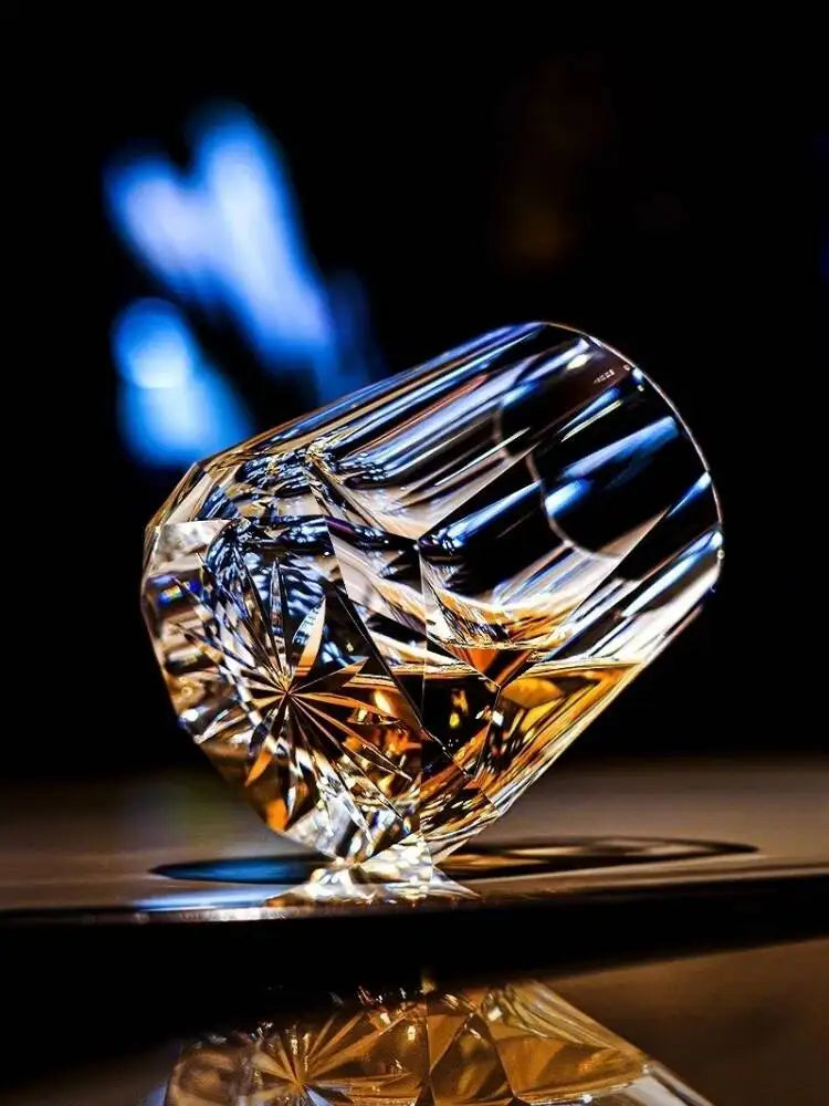 Zeus' Eternal Stone K9 Crystal Cup Upscale Classical Whiskey Glass Diamond Cut Brandy Liquor Wine Snifter Best Gift For Dad Boss
