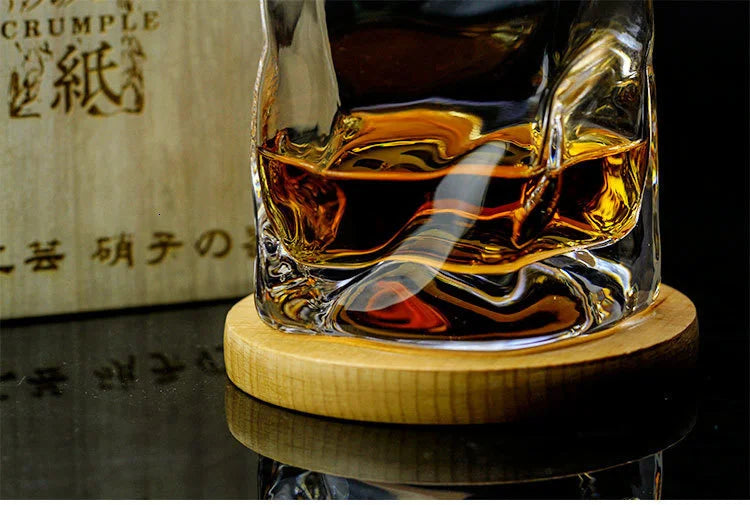 Japanese Edo Designer Crumple Paper Irregular Shape Crystal Faceted Der Whiskybecher Whiskey Whisky Rock Glass Artwork Wine Cup