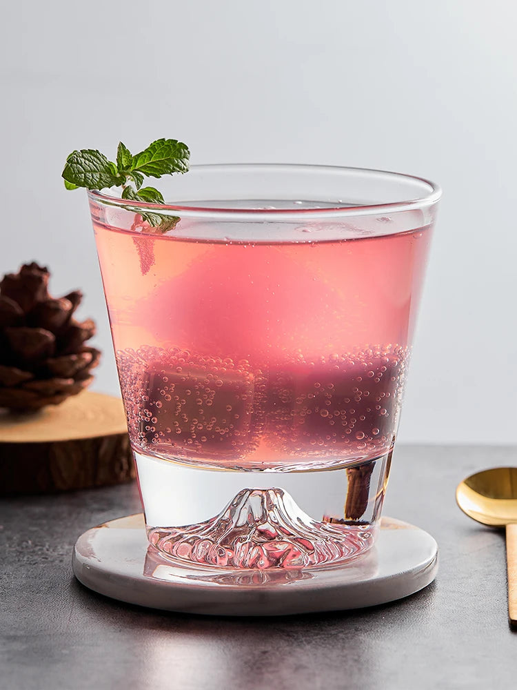 1PC Transparent Snow Mountain Cup Japanese Mount Fuji Whisky Glass Cup Breakfast Milk Drink Beer Wine Fruit Juice Cups Gift