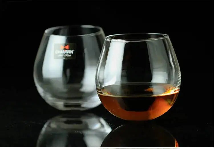 Slow Roll Spherical Whisky Rock Glass Match Wooden Pallet Roly-poly Design Taste Creative Brandy Snifters Whisky Tumbler Holder