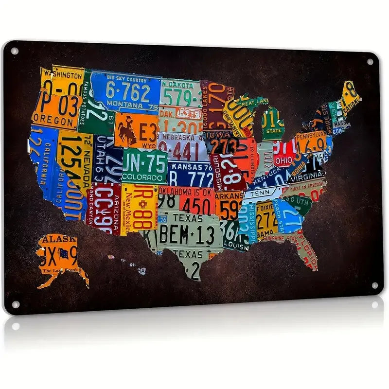 Vintage American Garage Tin Sign  Motorcycle Wall Decor - 8x12 inch Iron Art for Man Cave, Home Bar, and Route 66 Enthusiasts  ﻿