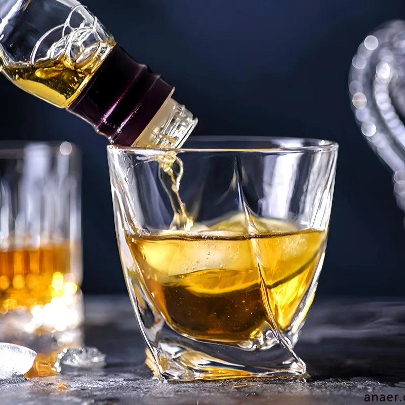 Set Water Cup Creative Geometry Glass Whiskey Foreign Wine Cups Twisted Grain Coffee Mug Cocktail Cups Glass Drinkware