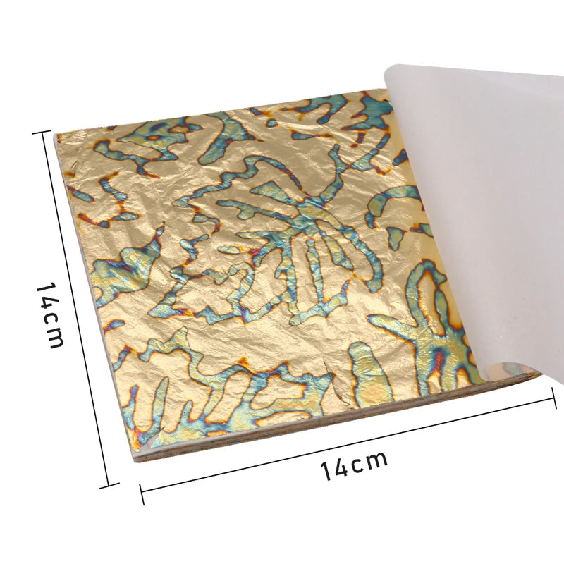 14x14cm Imitation Gold Leaf Sheet Variegated Gold Foil 50pcs/booklet
