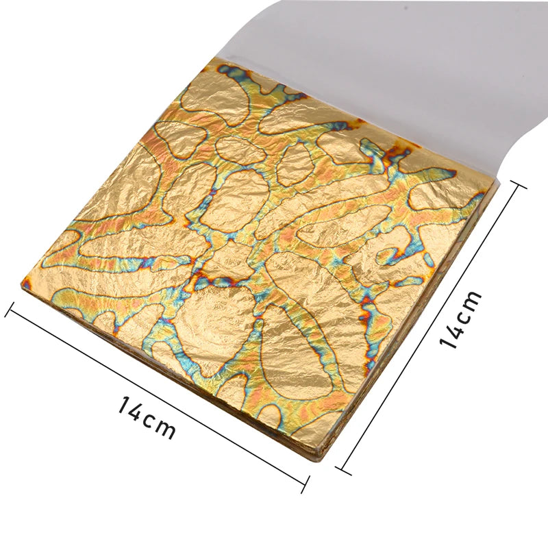 14x14cm Imitation Gold Leaf Sheet Variegated Gold Foil 50pcs/booklet