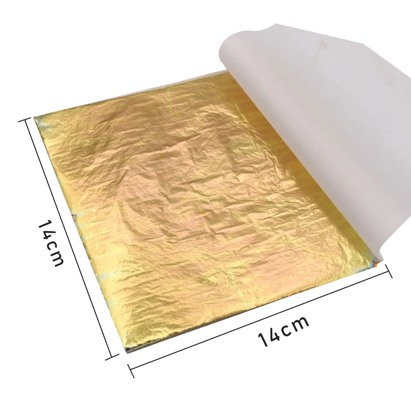 14x14cm Imitation Gold Leaf Sheet Variegated Gold Foil 50pcs/booklet
