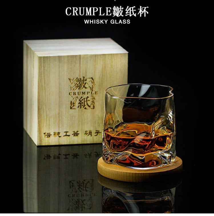 Japanese Edo Designer Crumple Paper Irregular Shape Crystal Faceted Der Whiskybecher Whiskey Whisky Rock Glass Artwork Wine Cup