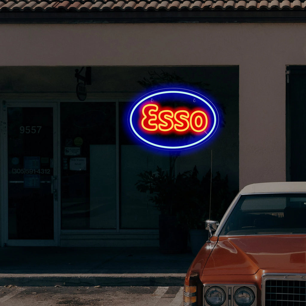1 piece of Esso garage LED neon light decoration sign, used for garage wall lubrication, oil store, gas station display lighting