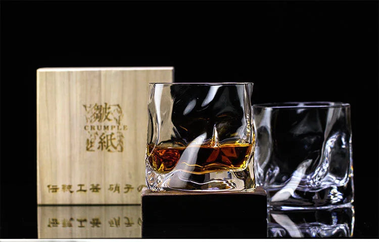 Japanese Edo Designer Crumple Paper Irregular Shape Crystal Faceted Der Whiskybecher Whiskey Whisky Rock Glass Artwork Wine Cup