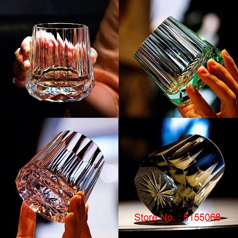 Zeus' Eternal Stone K9 Crystal Cup Upscale Classical Whiskey Glass Diamond Cut Brandy Liquor Wine Snifter Best Gift For Dad Boss