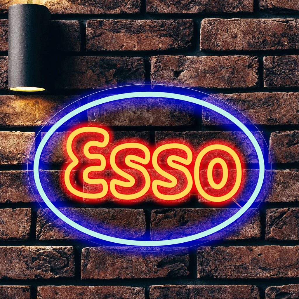 1 piece of Esso garage LED neon light decoration sign, used for garage wall lubrication, oil store, gas station display lighting