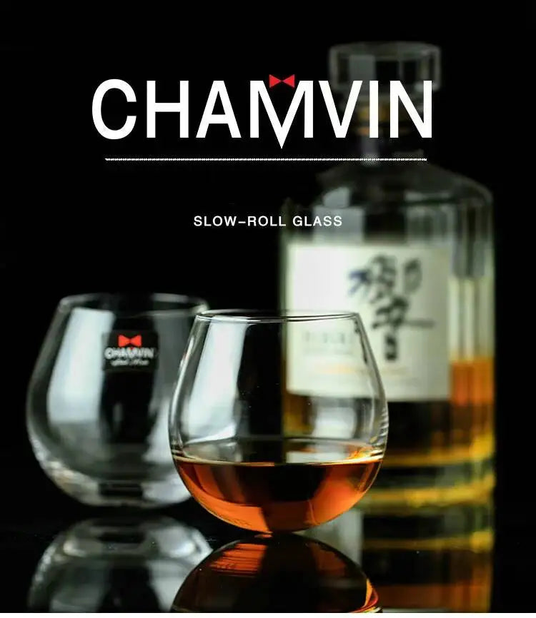 Slow Roll Spherical Whisky Rock Glass Match Wooden Pallet Roly-poly Design Taste Creative Brandy Snifters Whisky Tumbler Holder