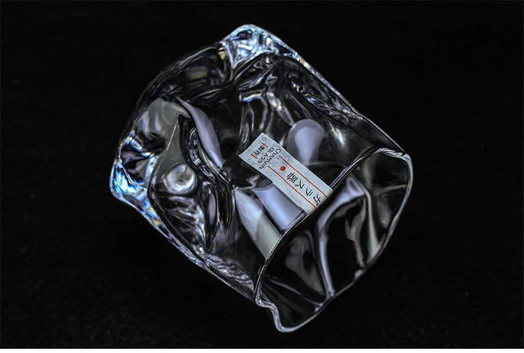 Japanese Edo Designer Crumple Paper Irregular Shape Crystal Faceted Der Whiskybecher Whiskey Whisky Rock Glass Artwork Wine Cup