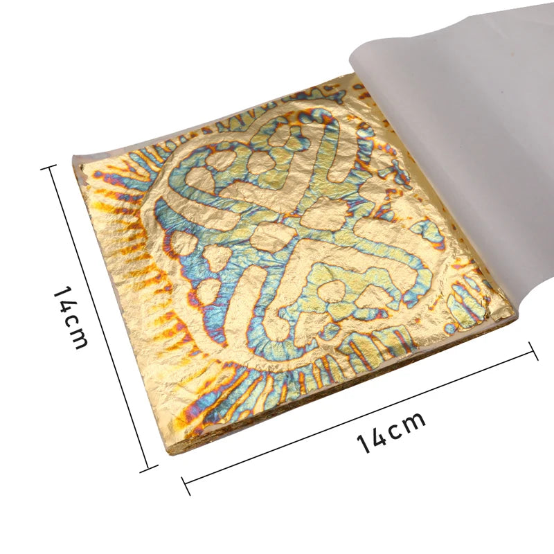 14x14cm Imitation Gold Leaf Sheet Variegated Gold Foil 50pcs/booklet