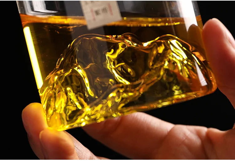 Japan 3D Mountain Whiskey Glass Glacier Old Fashioned Whisky Rock Glasses Whiskey-glass Wooden Gift Box Vodka Cup Wine Tumbler